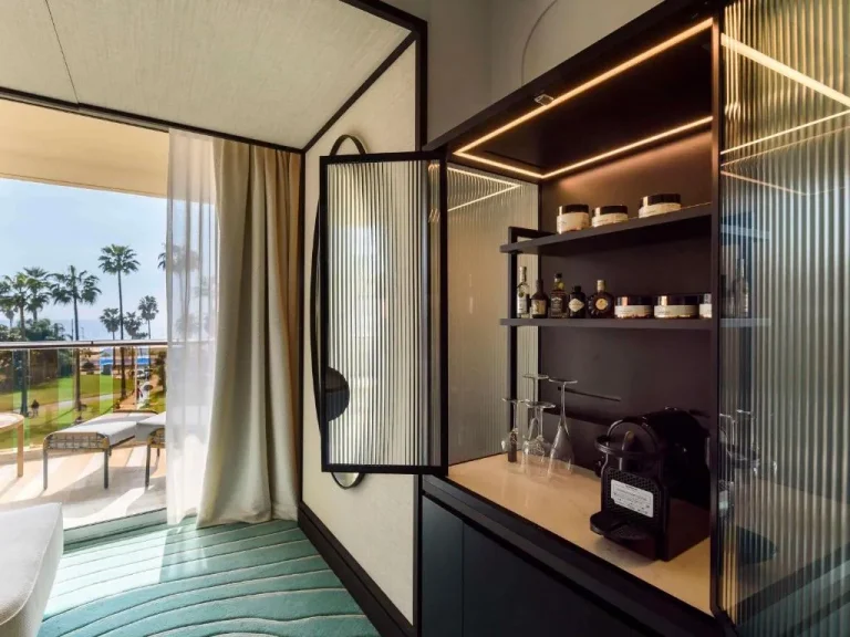 Mini bar area in Mondrian Cannes room