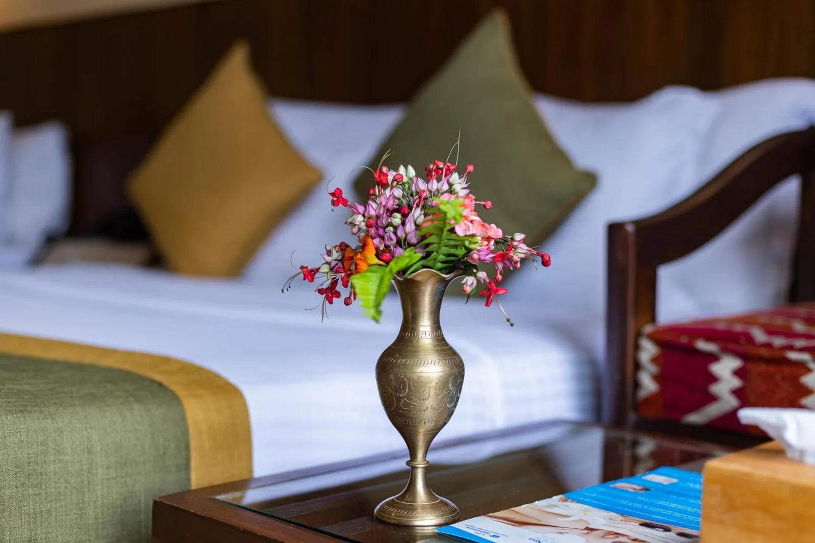 Floral decor in Mount Kailash Resort room