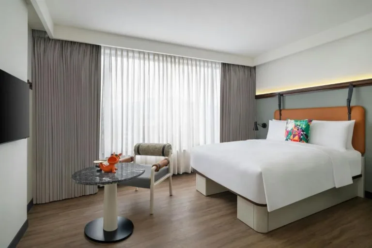 Moxy Kathmandu guest room with stylish decor