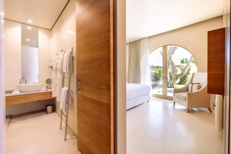 Bathroom and room view at MUSE Saint Tropez - Small Luxury Hotels of the World