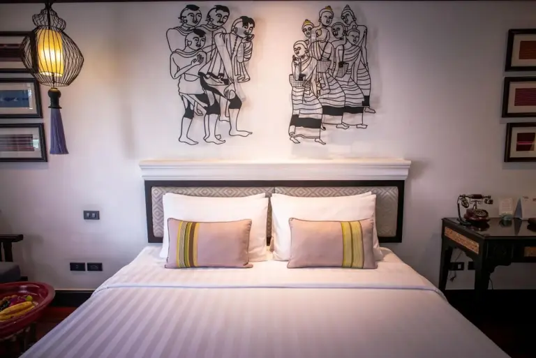 Close-up of bed details in Na Nirand Romantic Boutique Resort, Chiang Mai