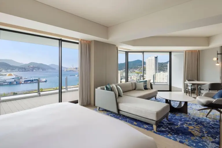 Executive suite at Nagasaki Marriott Hotel with a sea view