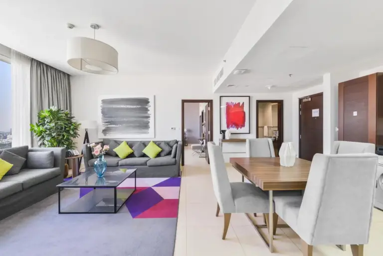 Living area of Nassima Tower Hotel Apartments in Dubai
