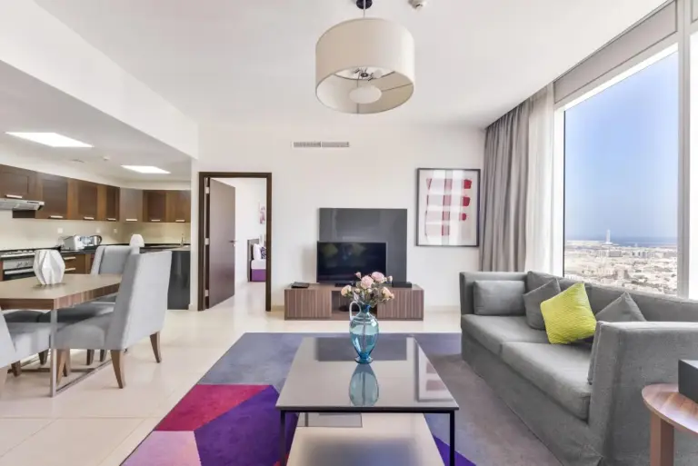 Living room of Nassima Tower Hotel Apartments in Dubai