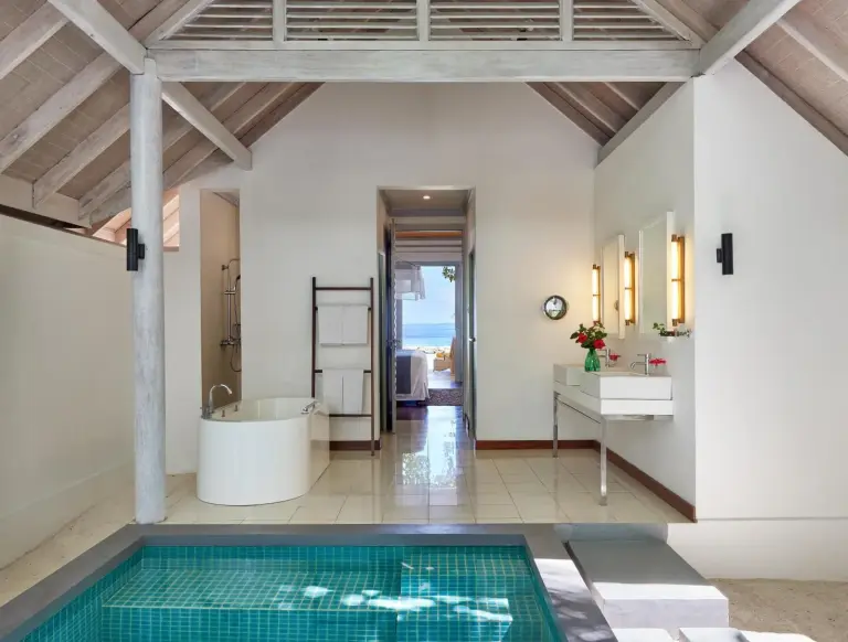 Bathroom inside a villa at NH Maldives Kuda Rah Resort