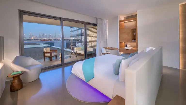 Contemporary bedroom view at Nikki Beach Resort & Spa Dubai