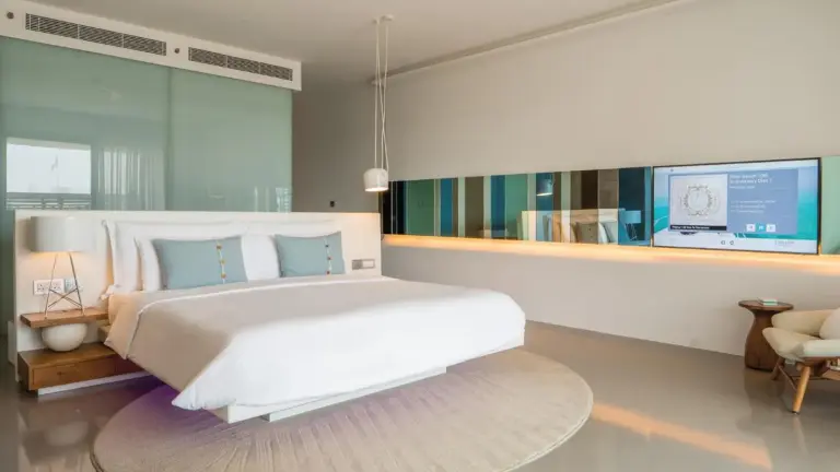 Luxurious bedroom features at Nikki Beach Resort & Spa Dubai