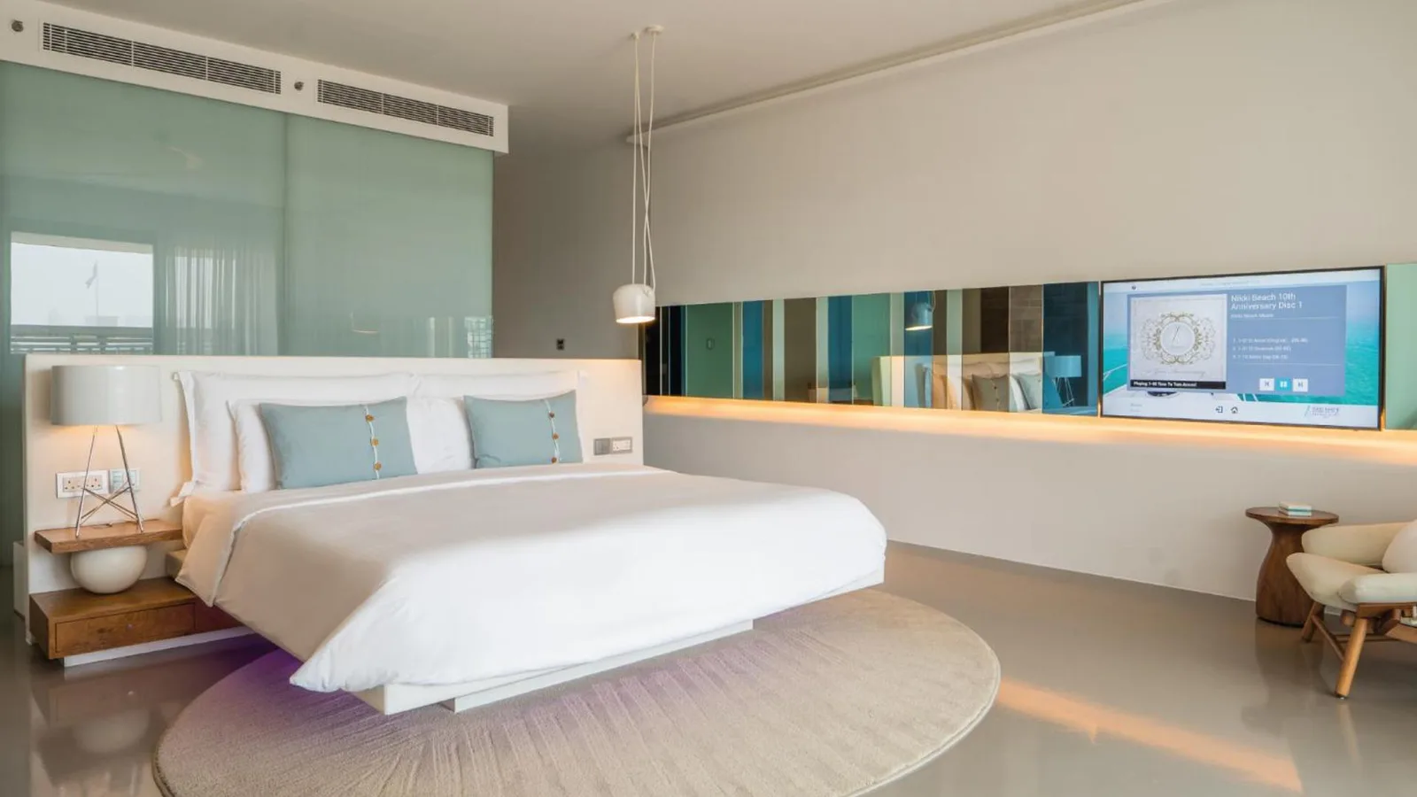 Luxurious bedroom features at Nikki Beach Resort & Spa Dubai