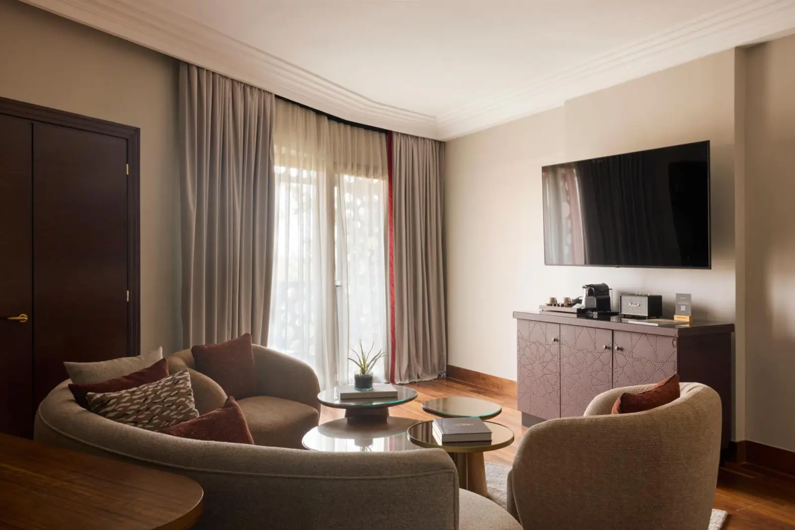 The comfortable living area in Nobu Hotel Marrakech designed for guests' enjoyment.