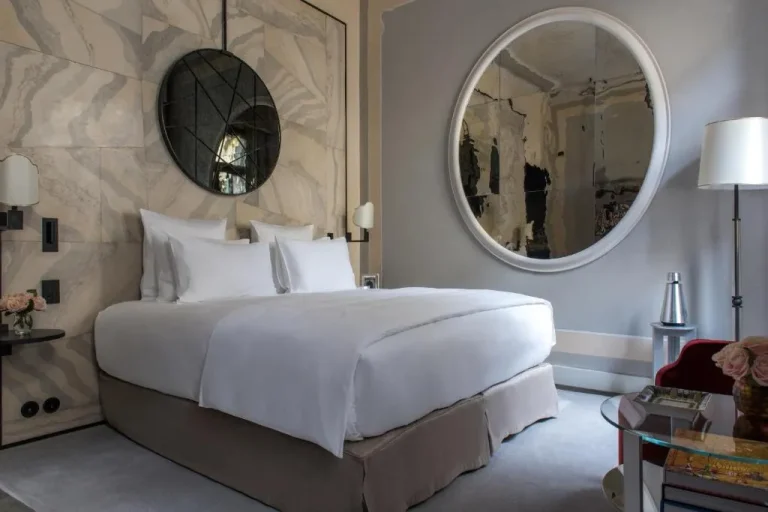 Stylish bedroom interior at Nolinski Venezia