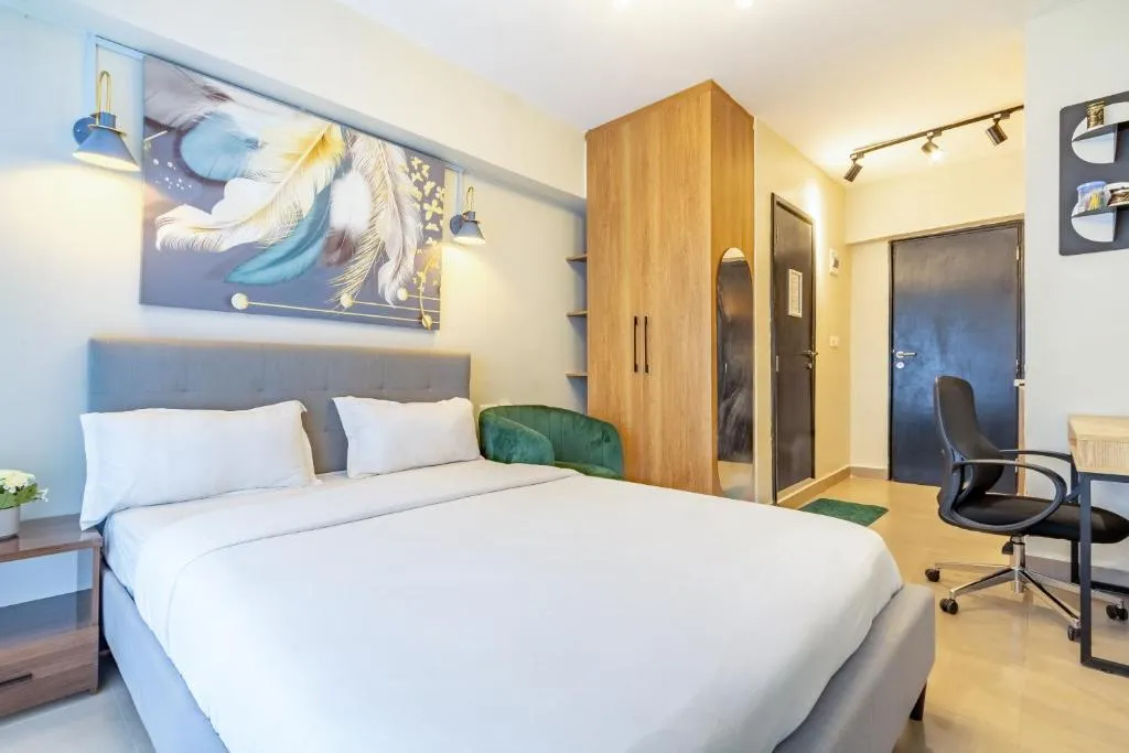 Stylish bedroom setup at Nyayo Studio in Nairobi