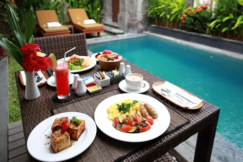 Delicious breakfast spread at Nyuh Bali Villas in Seminyak
