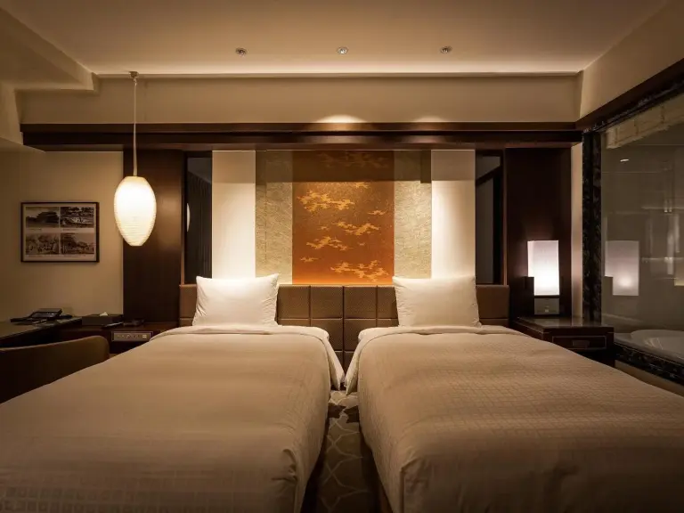 Okinawa EXES Naha twin room during evening