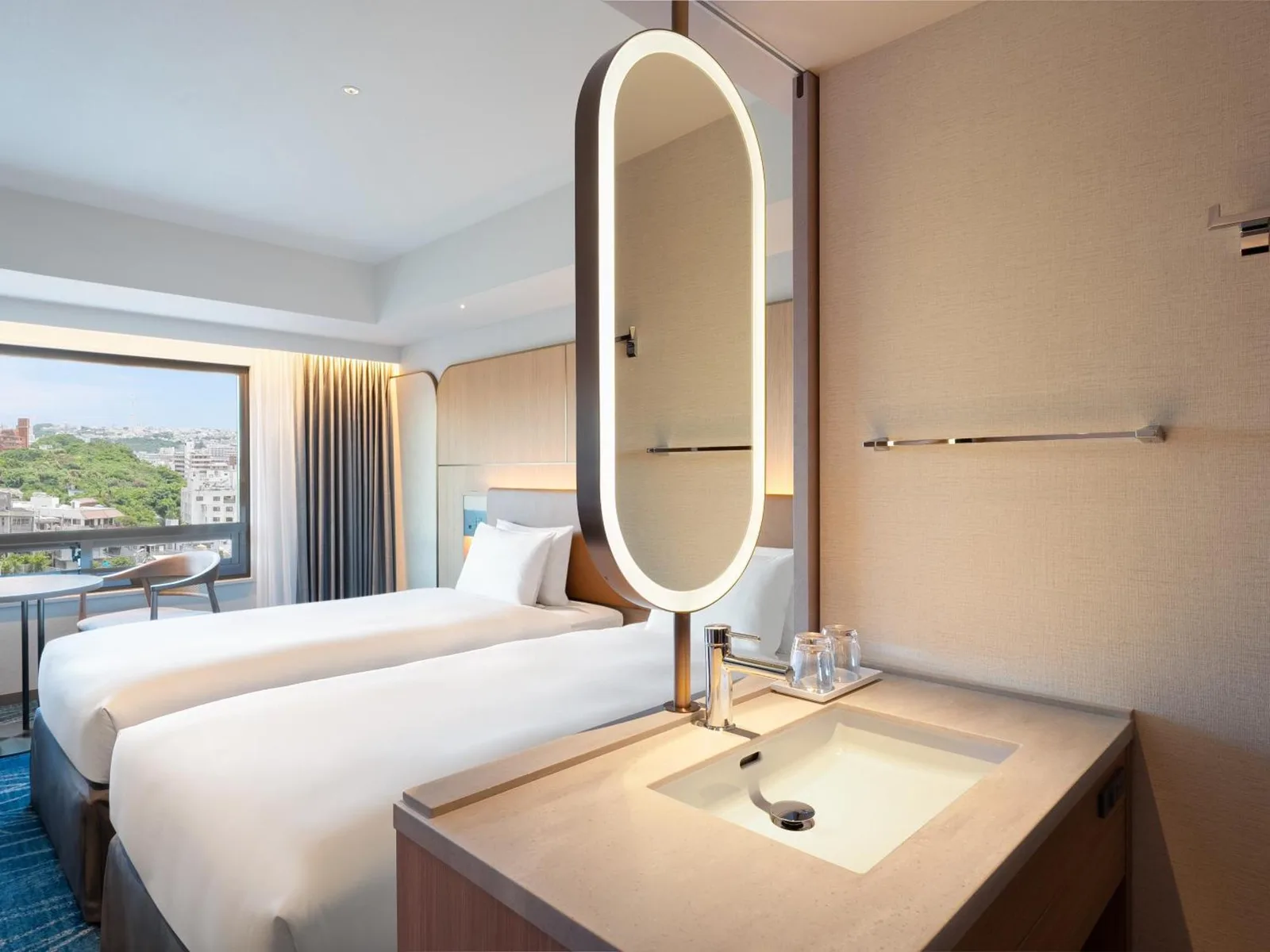 Bathroom area of Okinawa Harborview Hotel twin room