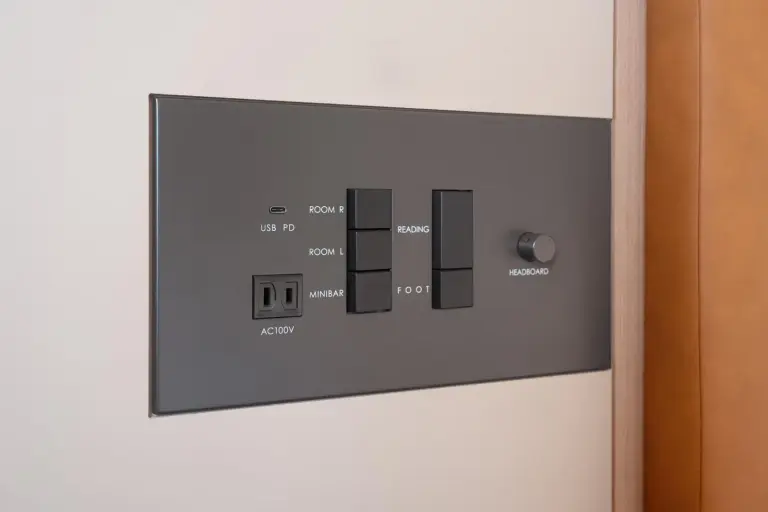 Room control panel in Okinawa Harborview Hotel room
