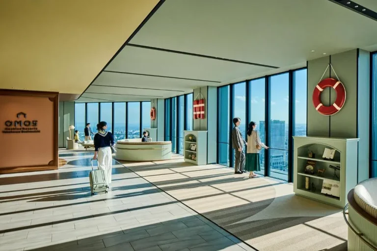 Lobby area of OMO5 Yokohama Bashamichi by Hoshino Resorts