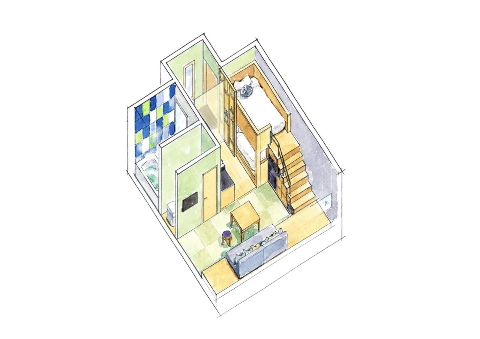 Croquis de l'agencement de la chambre à OMO7 Osaka by Hoshino Resorts