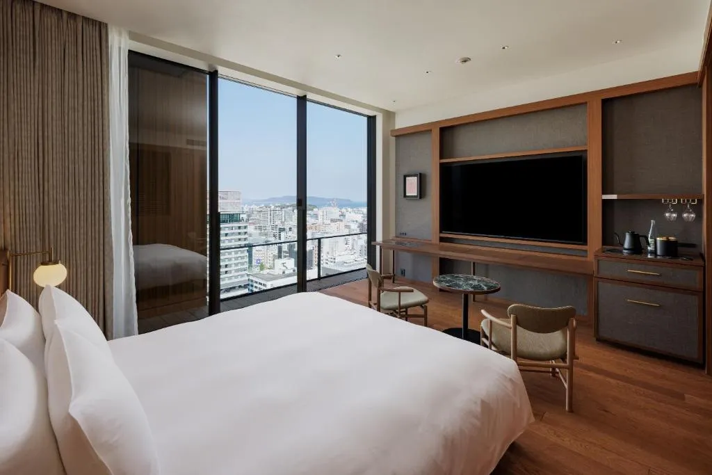 Modern guest room at One Fukuoka Hotel