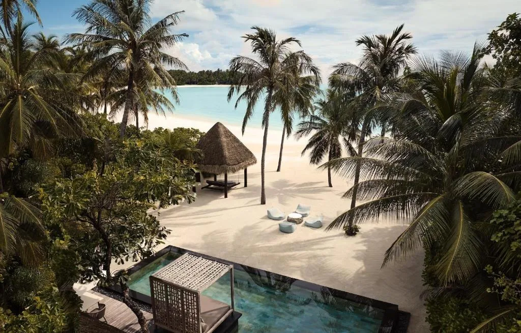 Beach lounge area at One&Only Reethi Rah