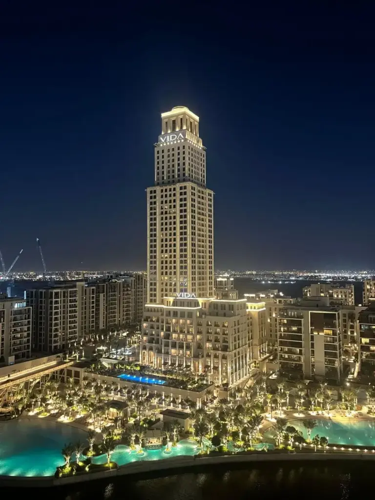 Scenic view of VIDA Hotel from Palace Dubai Creek Harbour