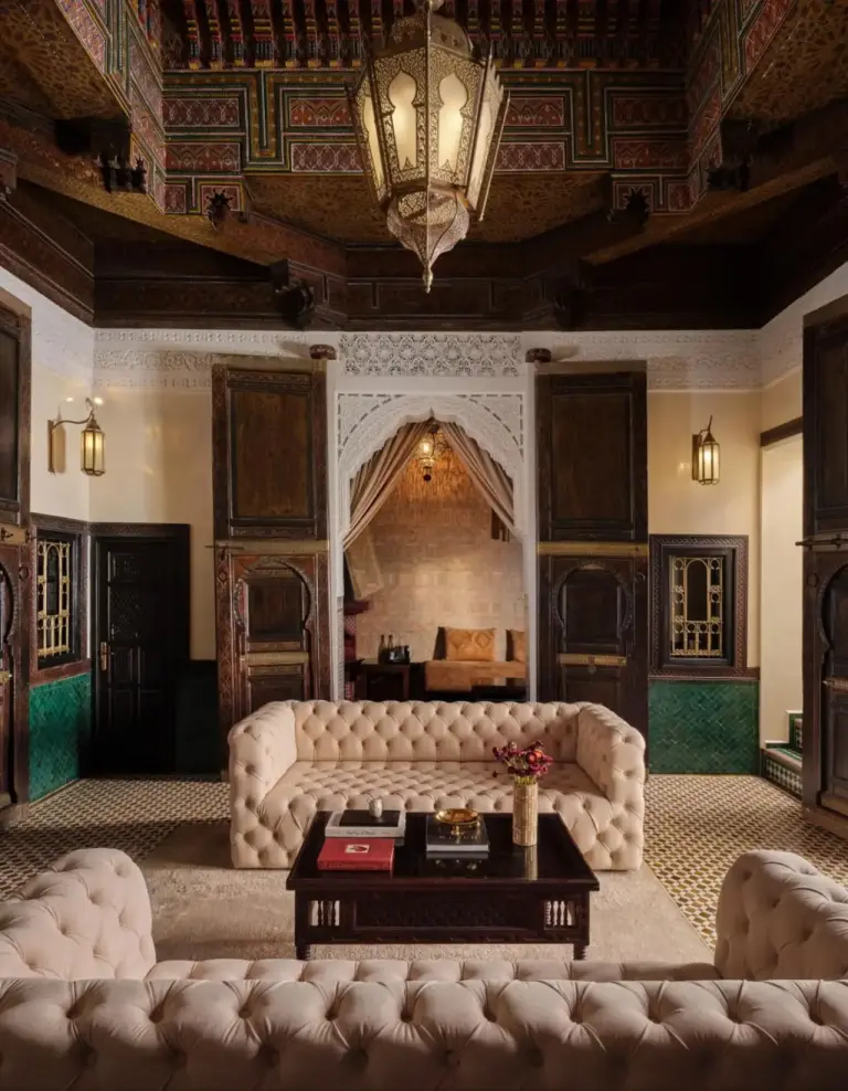 Elegant living room area in Palais De Fès Suites & Spa with plush seating