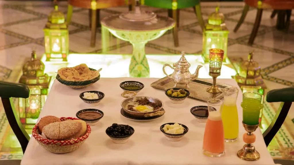 Traditional Moroccan breakfast at Palais Zahia Hotel & Spa in Tangier