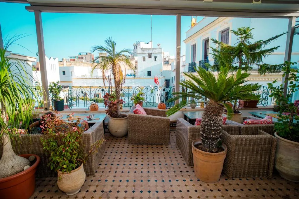 Idyllic terrace with plants at Palais Zahia Hotel & Spa in Tangier