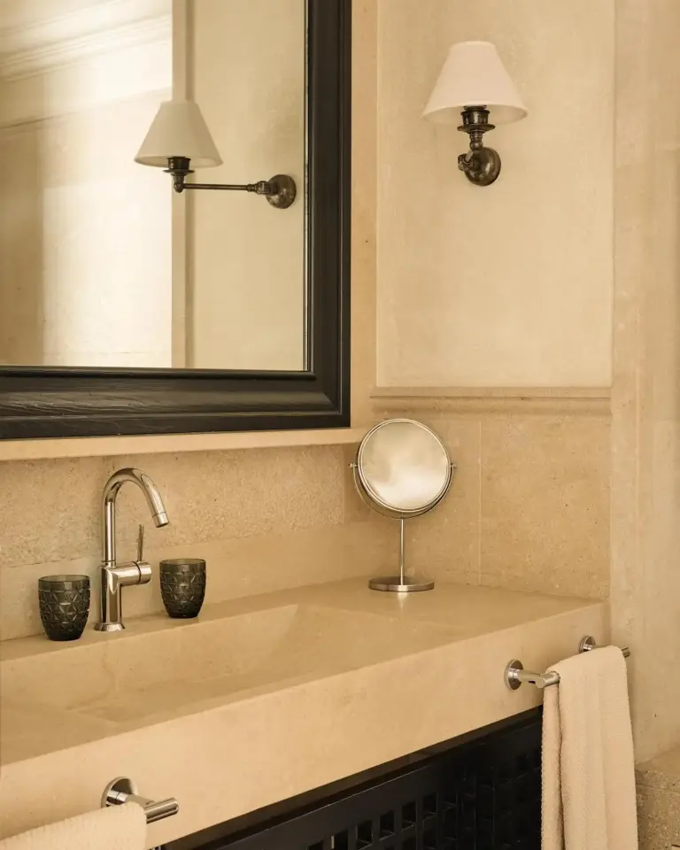Elegant bathroom fixtures at Palazzo Gattini - The Leading Hotels of the World in Matera