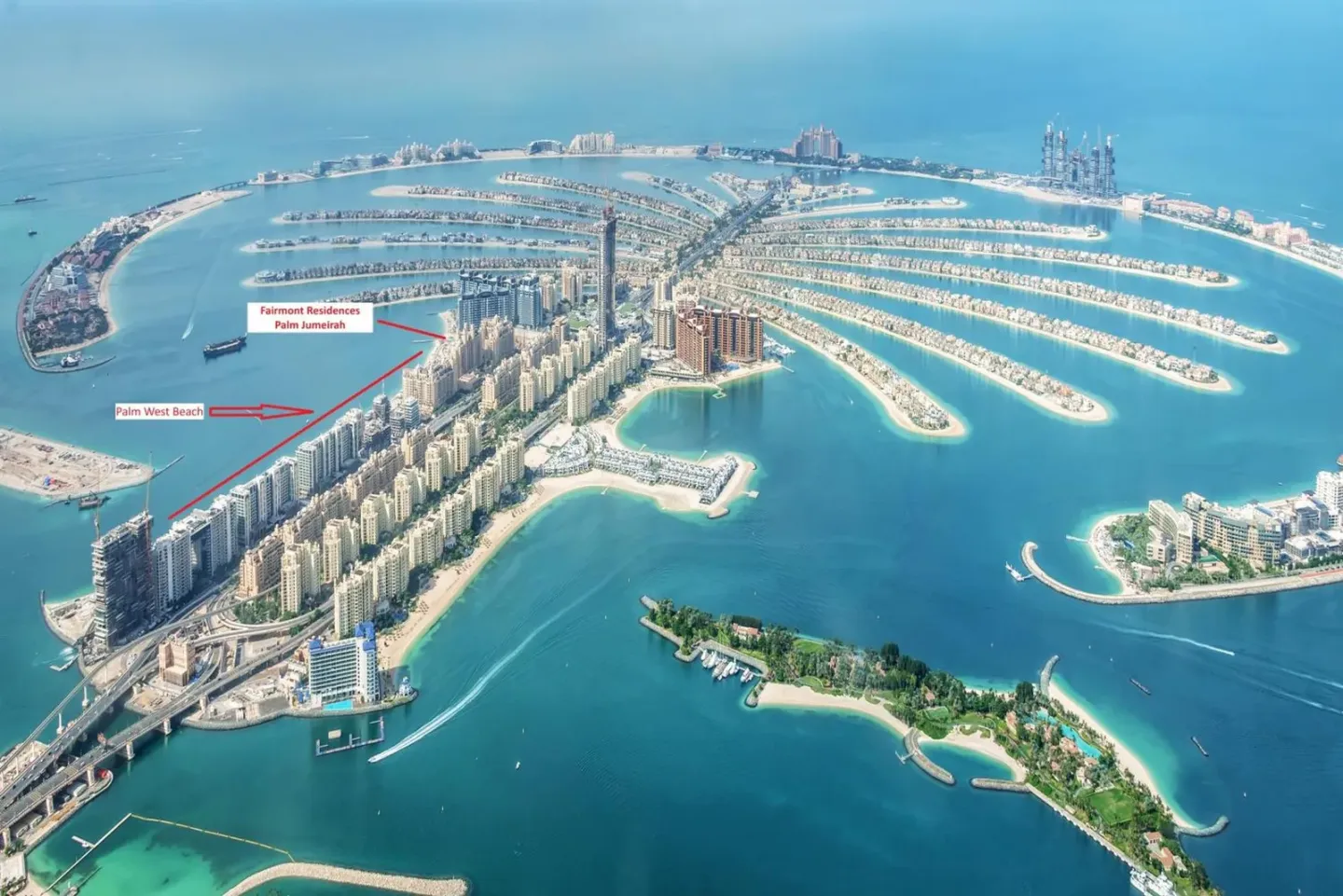 Vista aérea de Fairmont Residences en Palm Jumeirah, Dubai