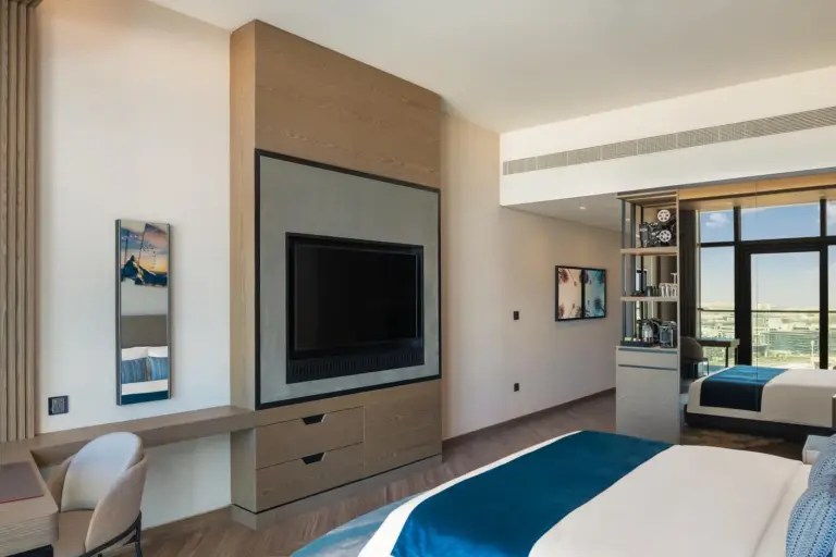 Living area with TV in room at Paramount Hotel Midtown Dubai