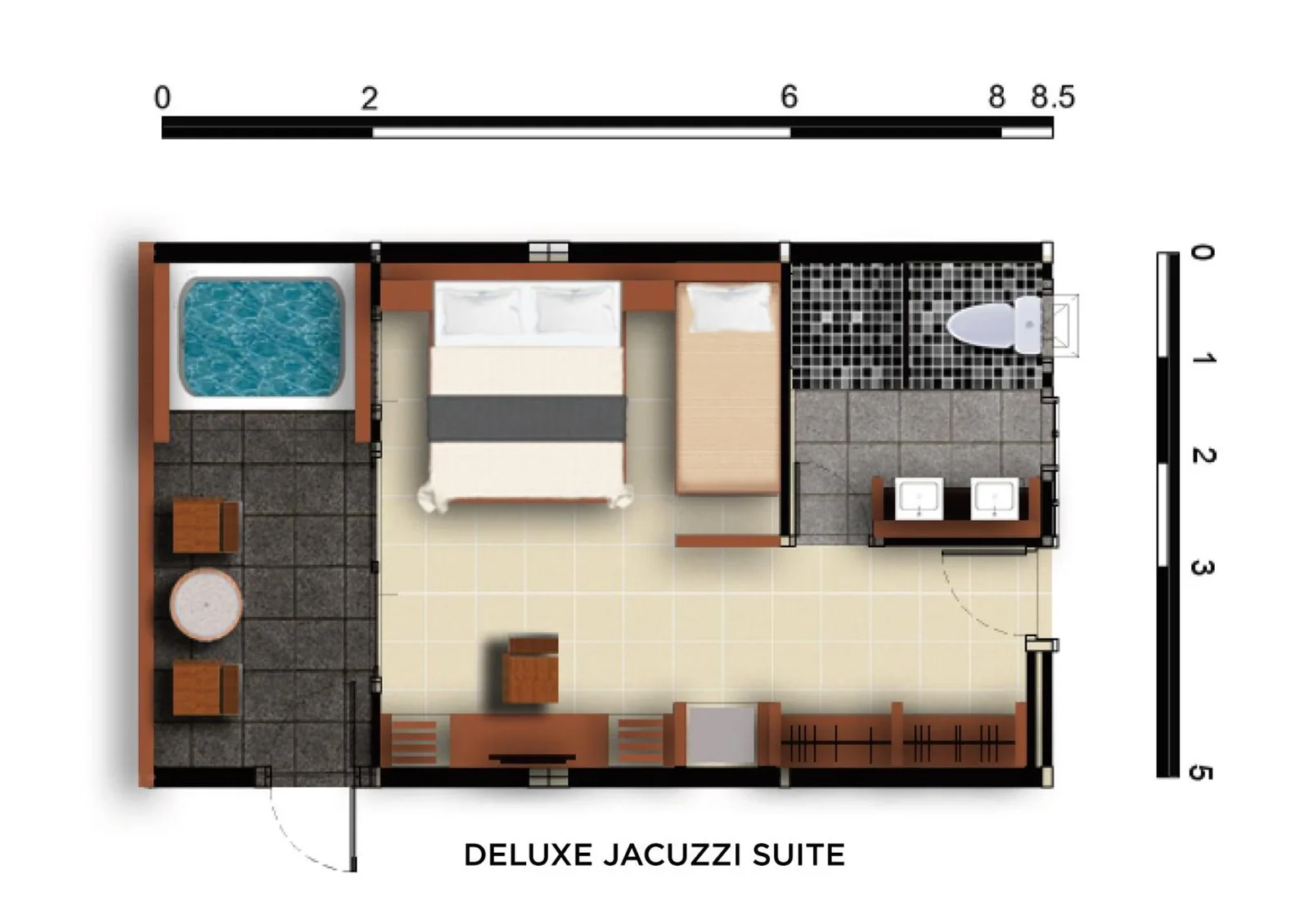 Grundriss der Deluxe Jacuzzi Suite im Pavilion Samui Villas and Resort