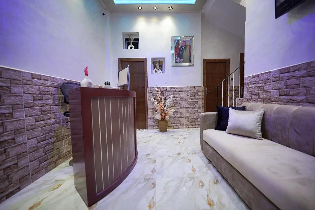Lobby area of Pension Saada in Tangier