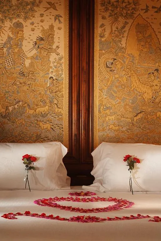 Decorative bed setup at Pita Maha Resort & Spa in Ubud
