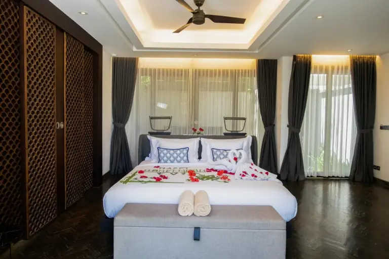 Encantadora distribución de dormitorio en Prasana Villas Uluwatu