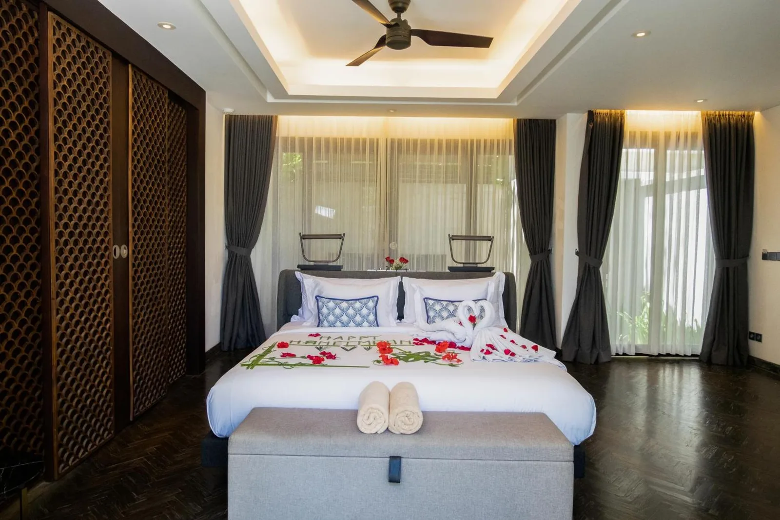 Encantadora distribución de dormitorio en Prasana Villas Uluwatu