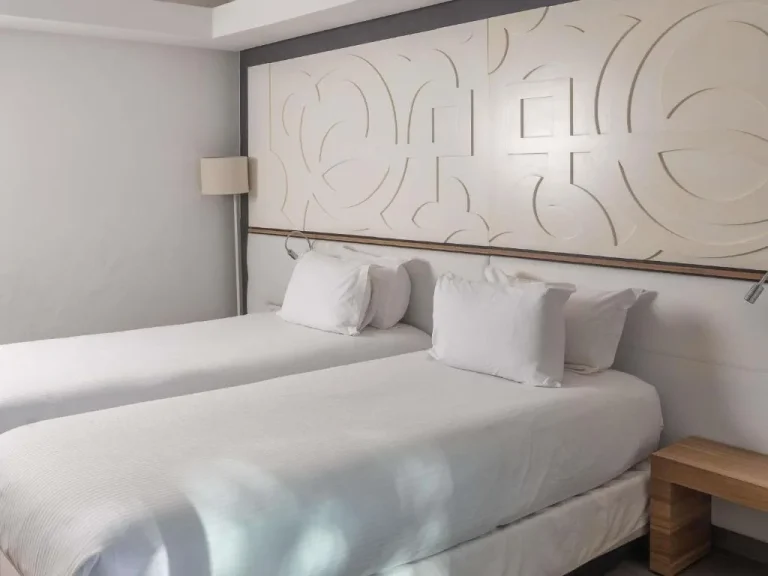 Detail of bedding in a room at Pullman Mazagan Royal Golf & Spa