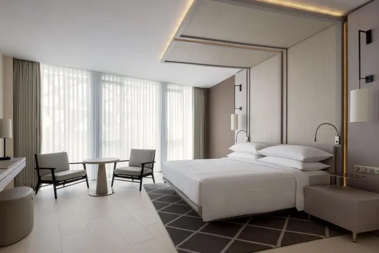 Elegant guest room at Rabat Marriott Hotel
