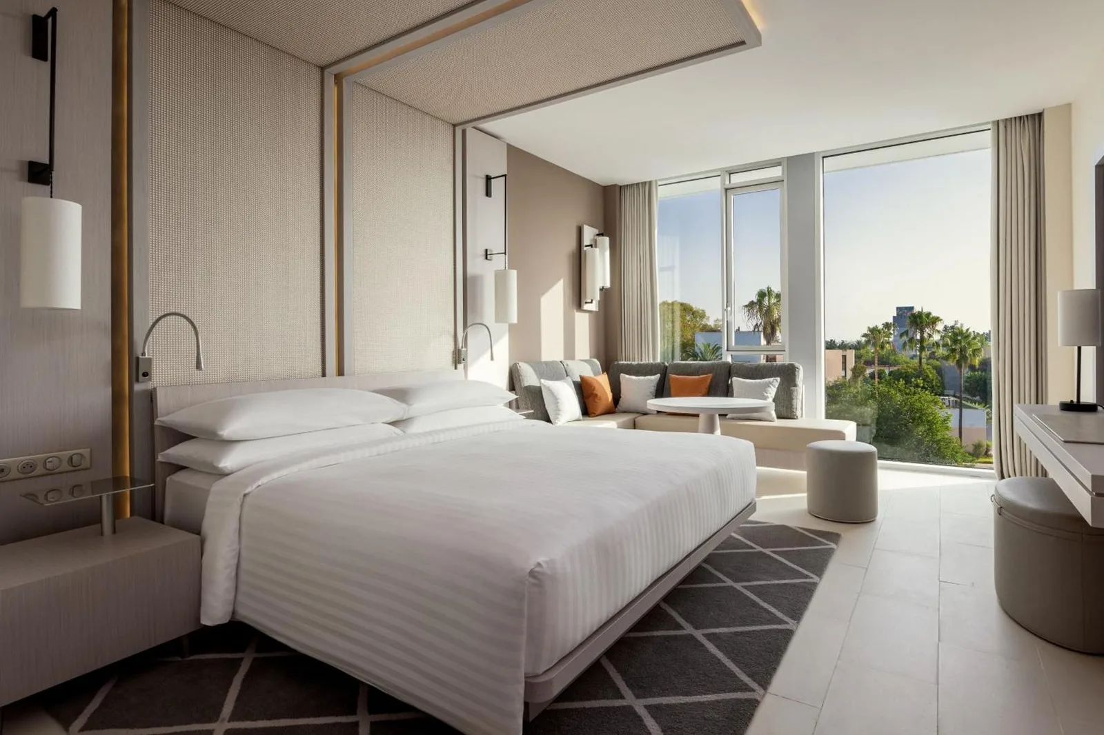Guest room with view at Rabat Marriott Hotel
