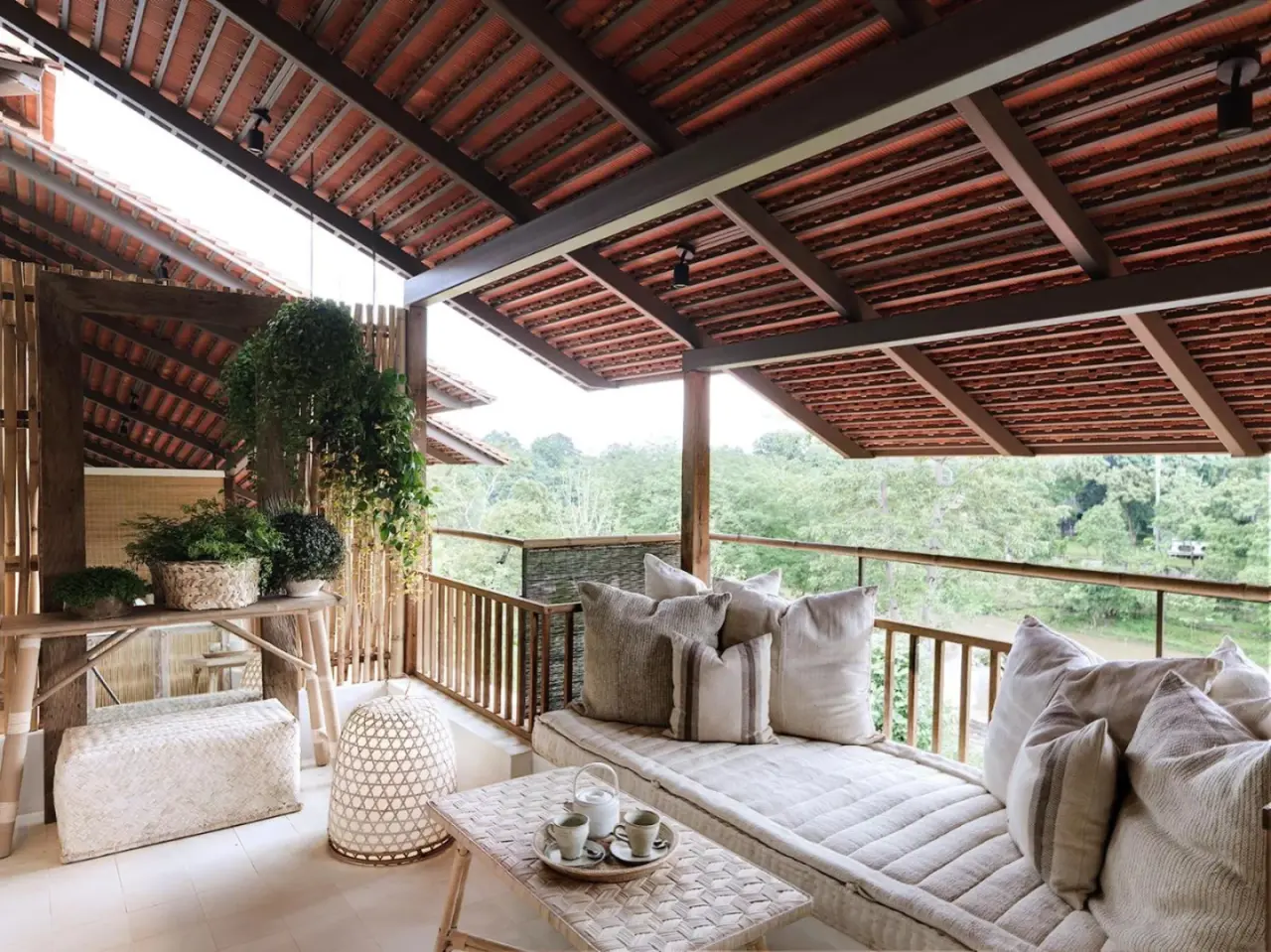 Outdoor seating area at Raya Heritage in Chiang Mai