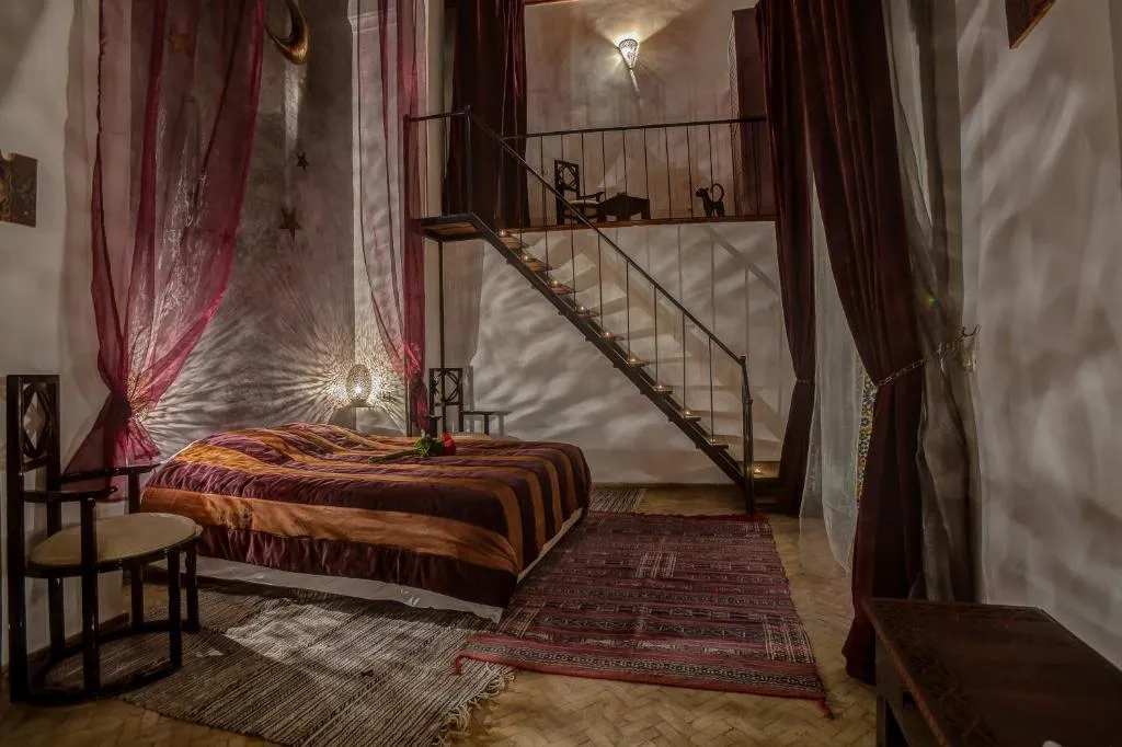 Inviting bedroom space in Riad Almaz, Fes with quality furnishings