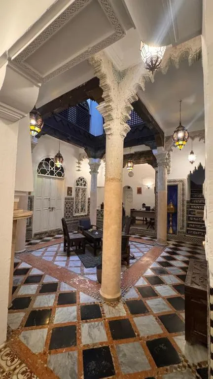 Interior view of the courtyard at Riad Arous Chamel, Tangier