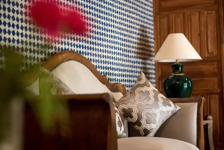 Riad Hanael Garden & Spa couch with decorative pillows