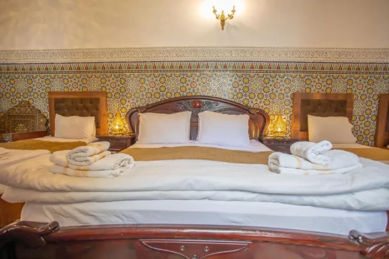 Configuración de cama en Riad Iline Fes