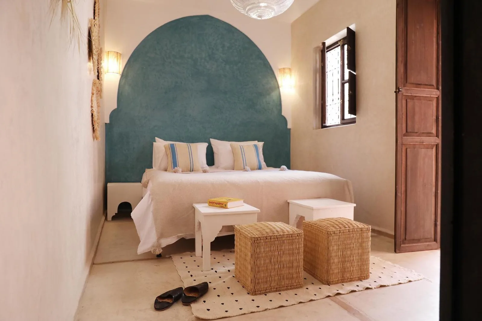 Serene guest room at Riad l'Oiseau du Paradis in Marrakech