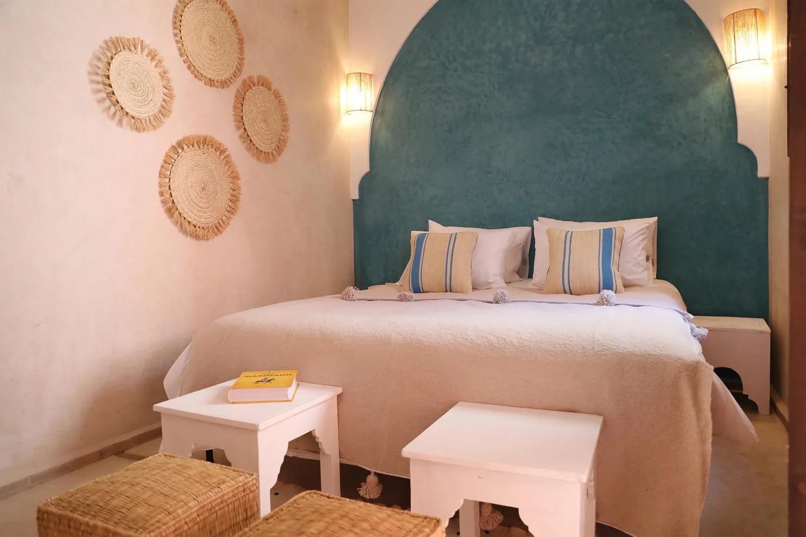 Stylish bedroom at Riad l'Oiseau du Paradis in Marrakech