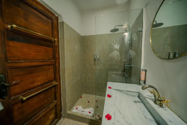 Modern shower at Riad N'S & Spa in Marrakech
