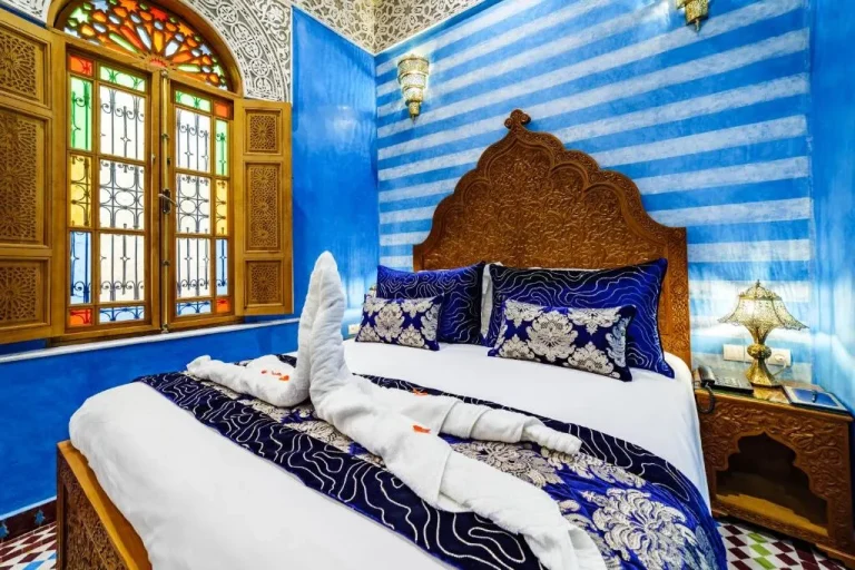 Blue Suite bedroom at Riad Rcif Alif Suite & SPA in Fes