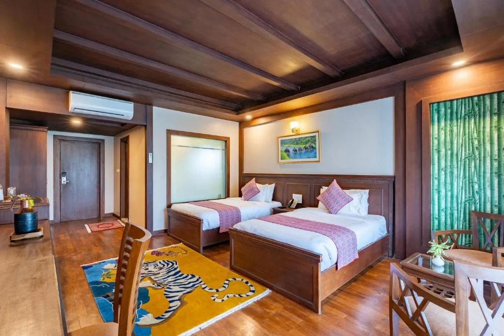 Interior Acogedor de Habitación en River Bank Jungle Resort, Chitwan