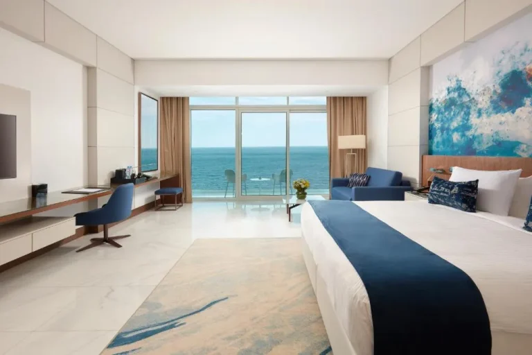 Ocean view room at Royal M Al Aqah Beach Resort