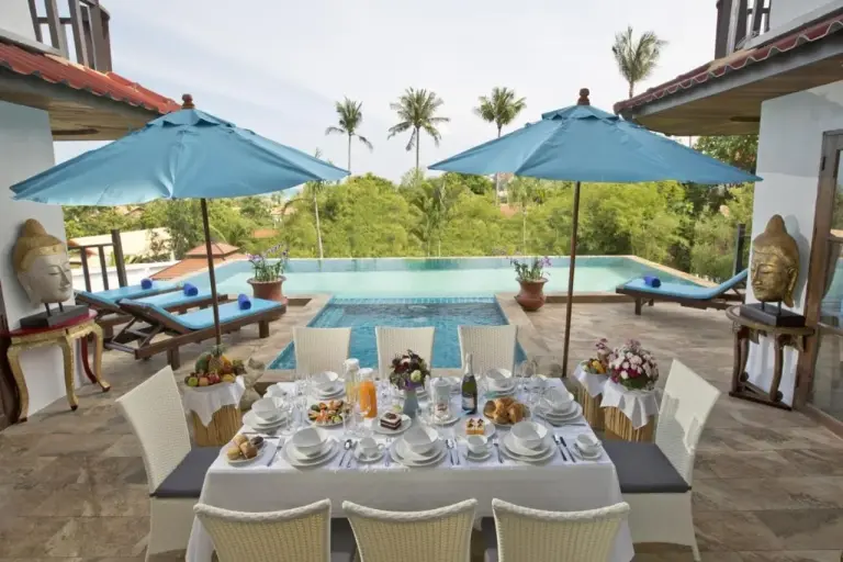 Dining setup at Royal Majestic Grand Thai Villa in Koh Samui
